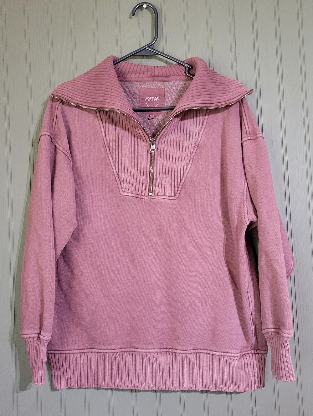 Aerie Down To Earth Quarter Zip Sweatshirt Pullover Oversized Purple Women's XS